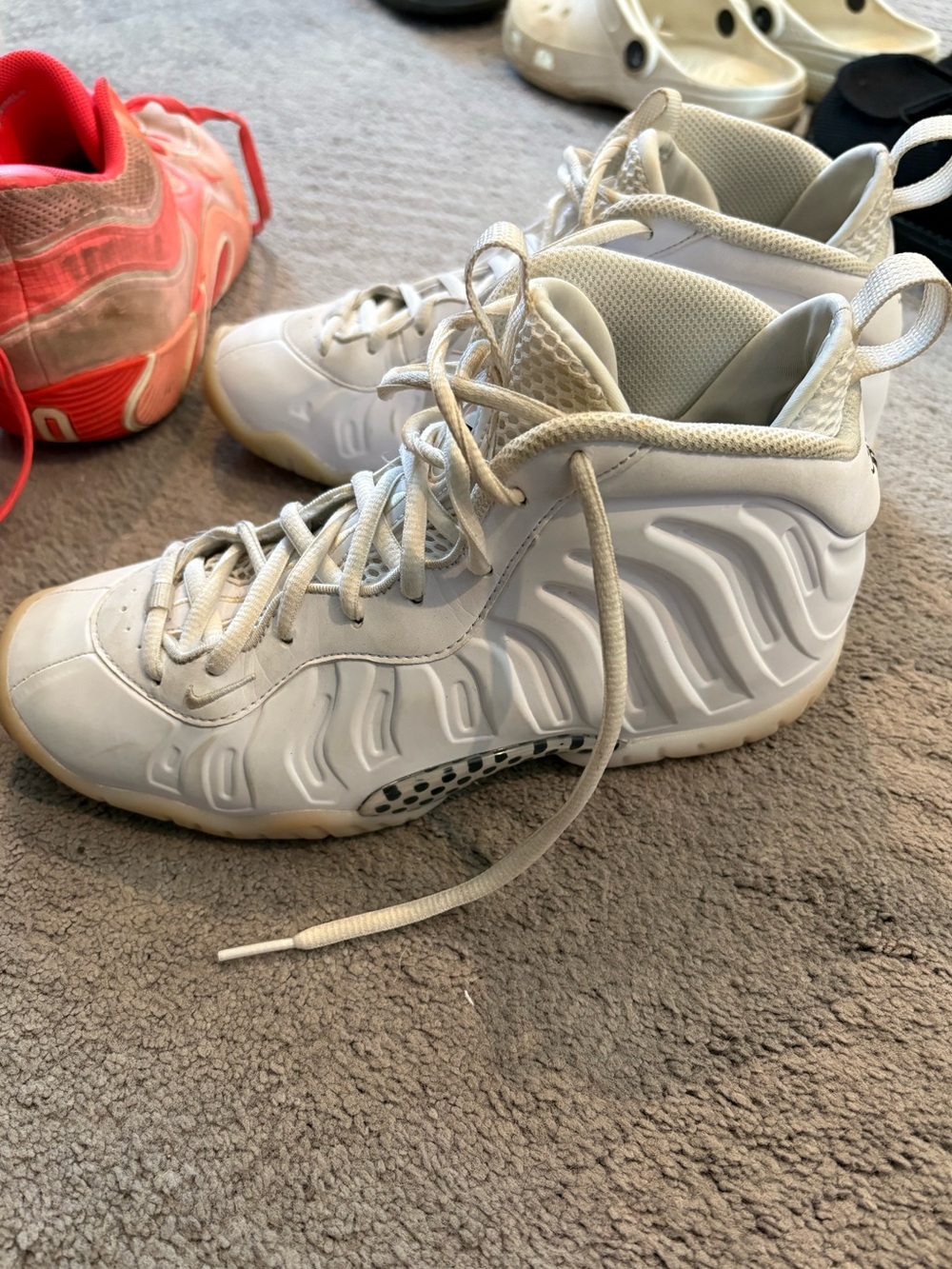 Nike Air White High-Top Foamposite-Style Sneakers